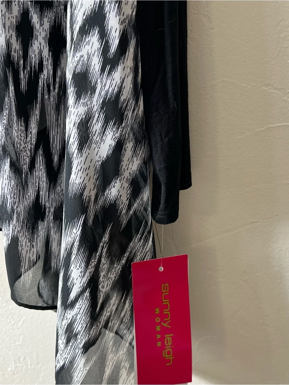 Sunny Leigh  Print Sheer Open Front Waterfall Cardigan Long Sleeve Size 1X